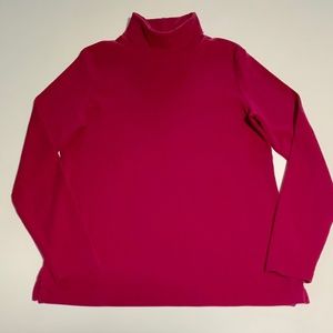 Lands' End Women's Tall Fuchsia Turtleneck relaxed fit size M/T (10-12)